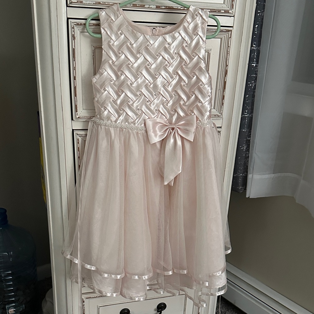 Rare Editions Pink Satin Bodice Dress
